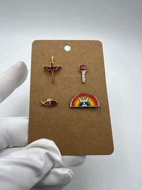 Vintage Christian Religious Enamel Lapel Pin Set of 4